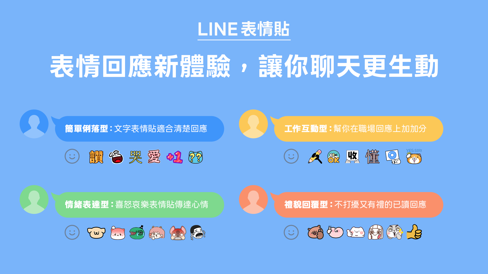 「表情回應」為用戶帶來溝通新樂趣，可以充分表達、展現自我。