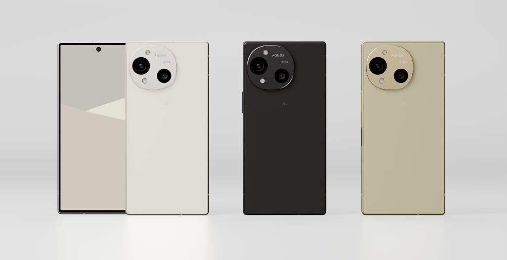 AQUOS R10（由左至右：晶鑽白、晶鑽黑、晶鑽米） 