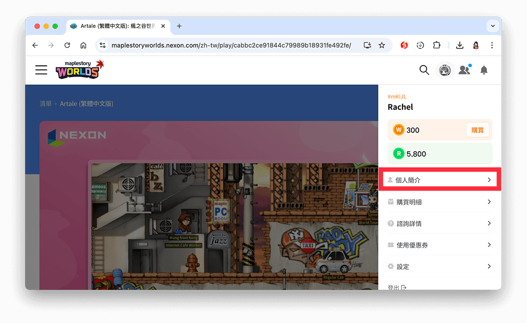楓之谷 Artale 改名字（角色ID）：個人簡介
