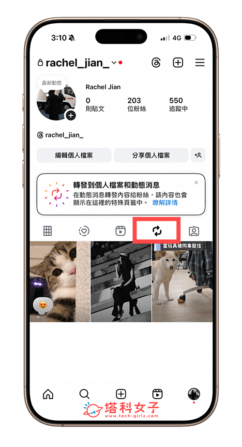 IG 個人檔案轉發頁面