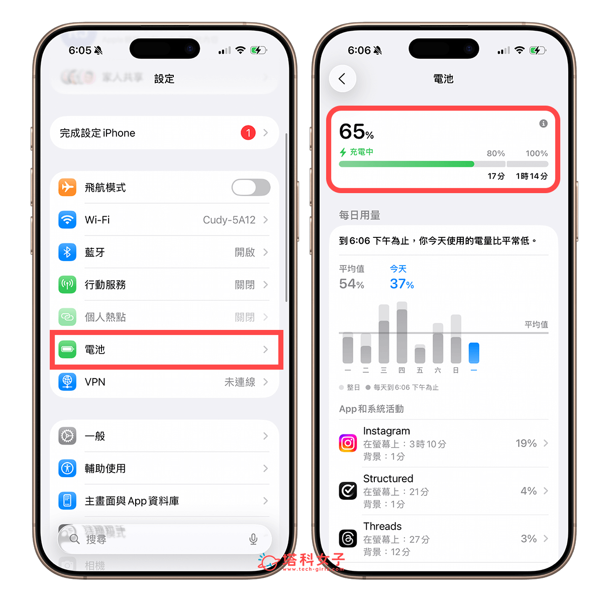 iPhone 剩餘充電時間顯示