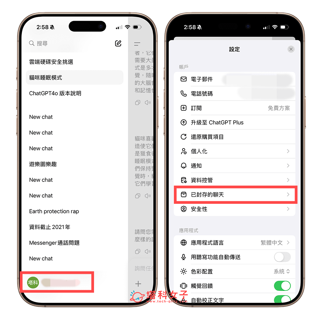 手機版 ChatGPT 封存在哪