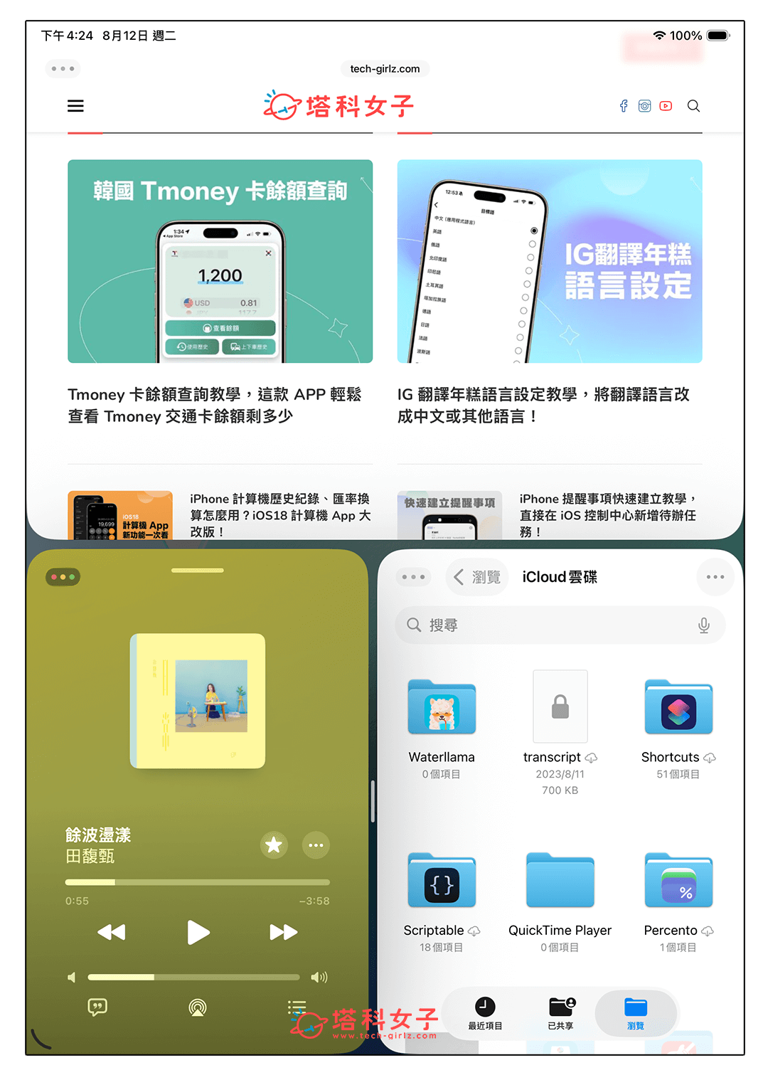 iPad 分割畫面上下