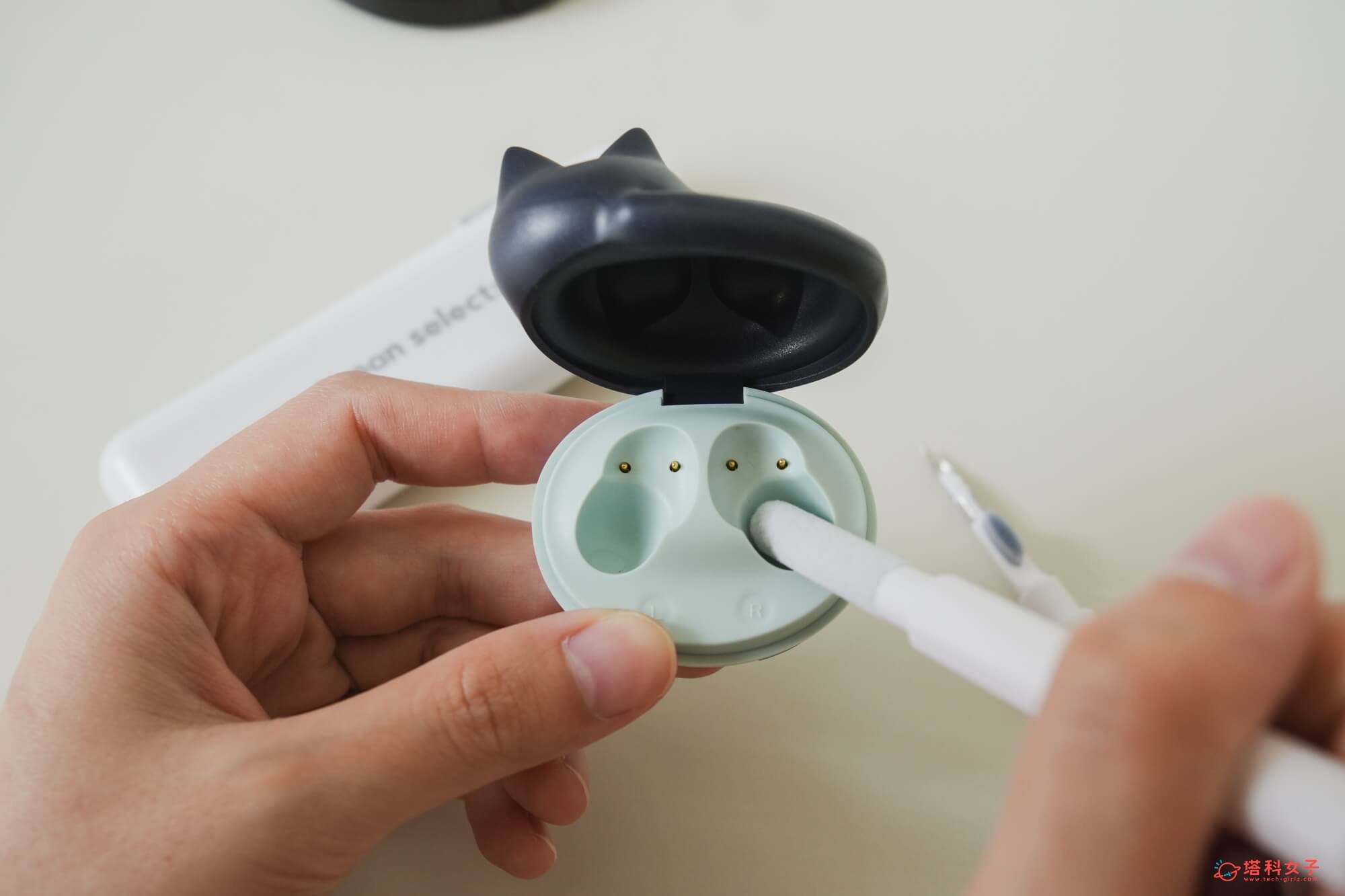 日本 radius NEKO 貓咪藍牙耳機充電盒 三合一清潔組