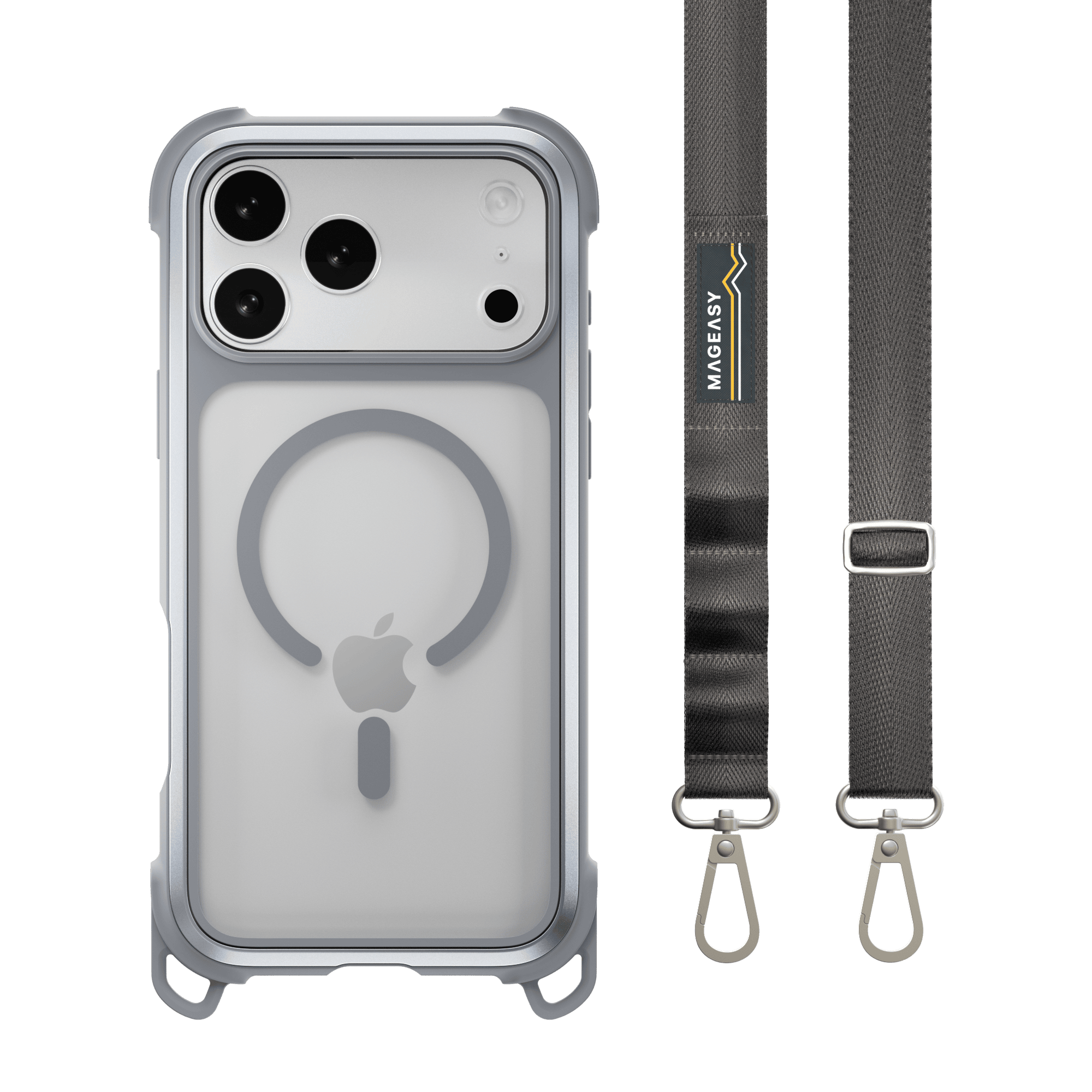 圖3：Odyssey Strap M 超軍規防摔掛繩手機殼。提供皮革午夜/沈穩黑、迷霧/高冷灰、珊瑚/魅力橘等三色。