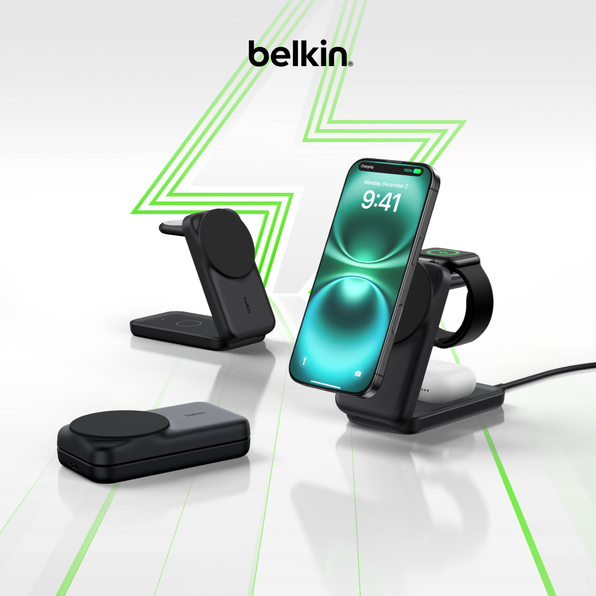 Belkin 經典熱銷 UltraCharge 三合一磁吸充電器