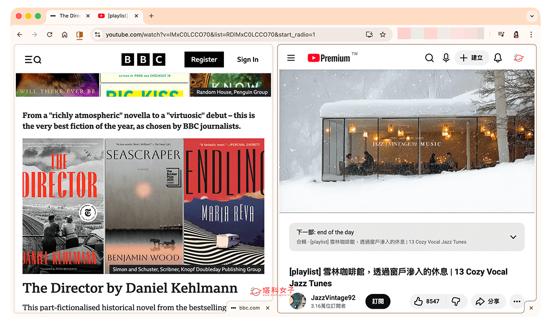 Google Chrome 分割畫面功能: 左右顯示