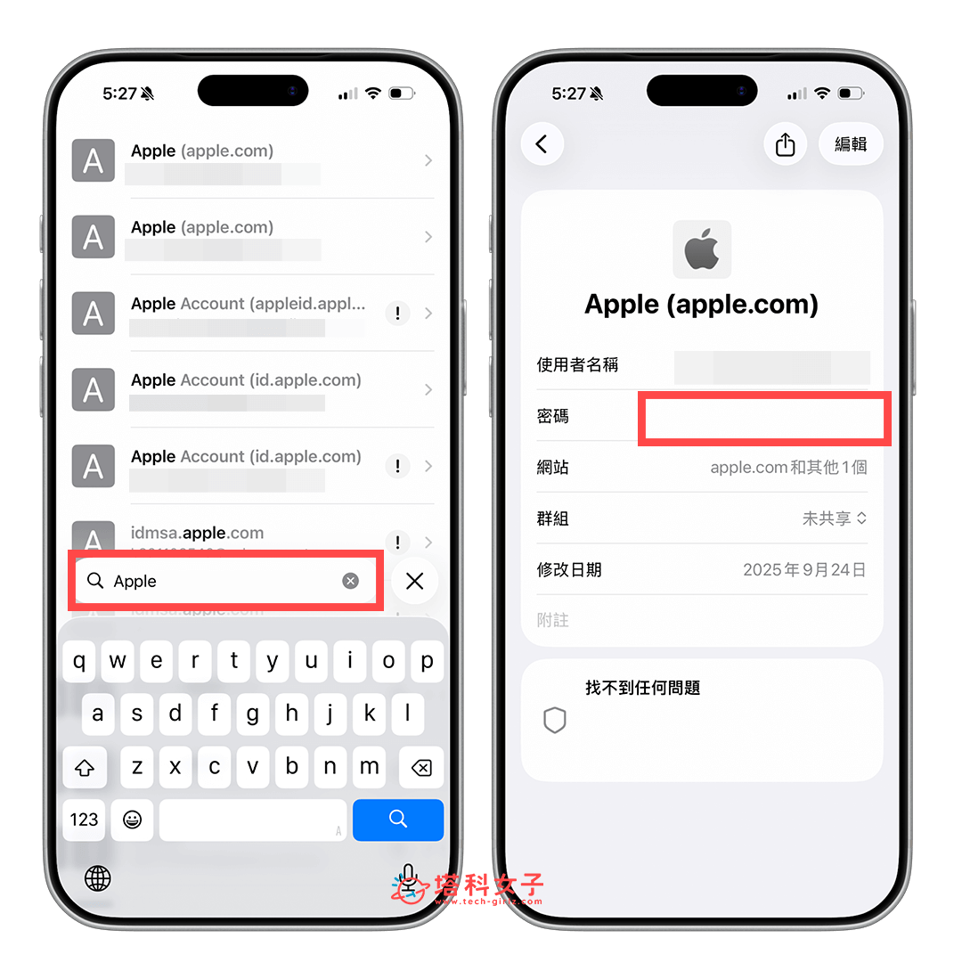 iPhone 查詢 Apple ID 密碼：顯示密碼