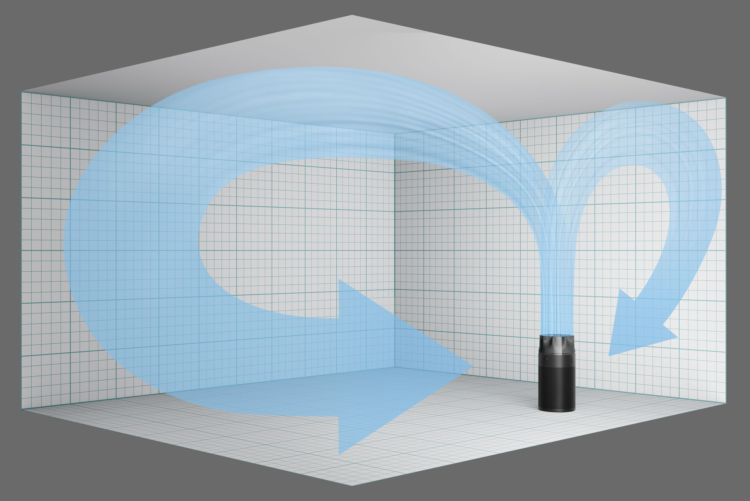 Dyson HushJet™ 獨創星形噴嘴在高速輸出下維持穩定氣流，強勁、高速且集中的淨化氣流進一步提升全室循環。