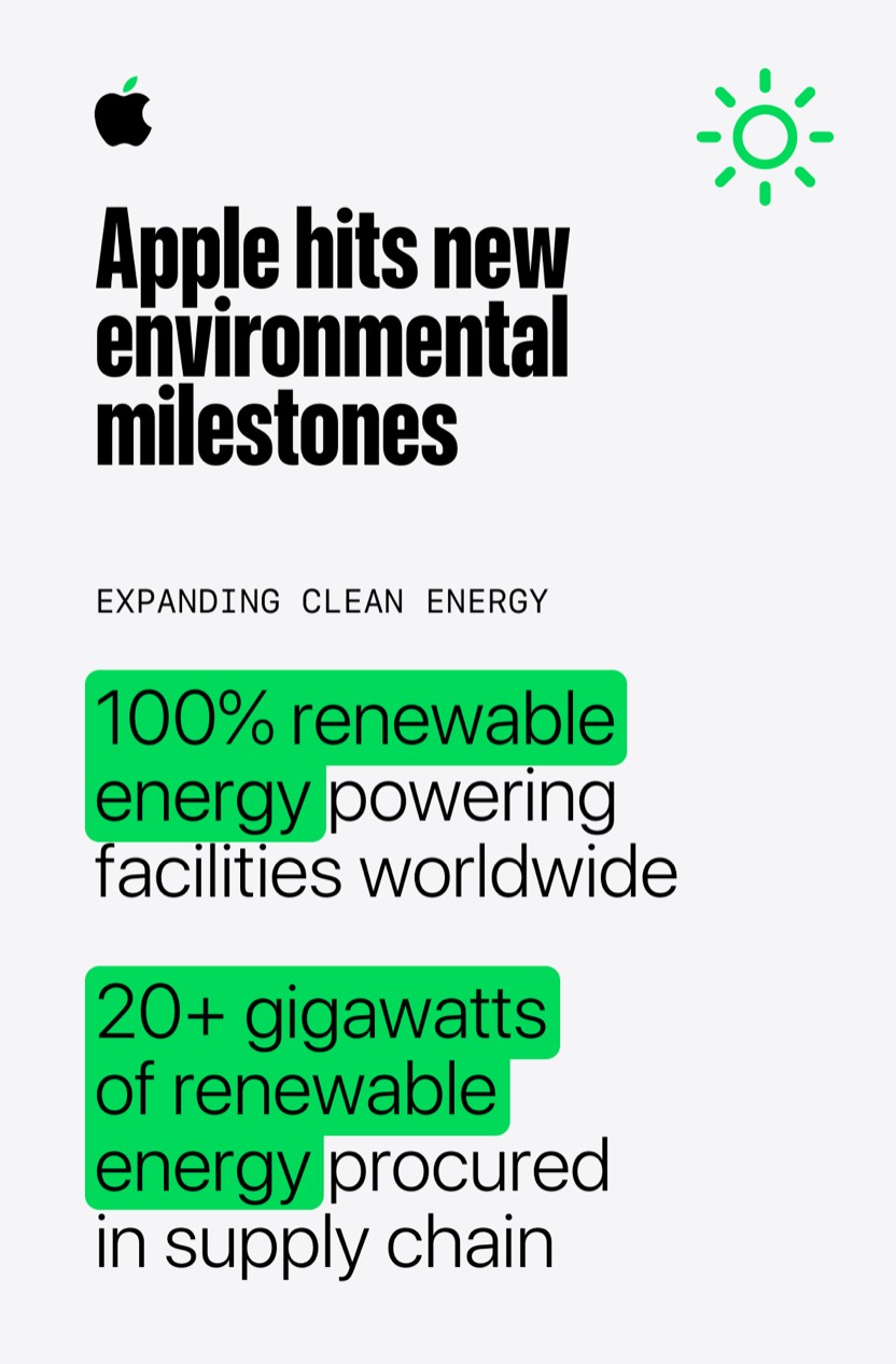 響應世界地球日，Apple 公布其 2025 年的環境里程碑，呈現於公司年度《環境進度報告》中。