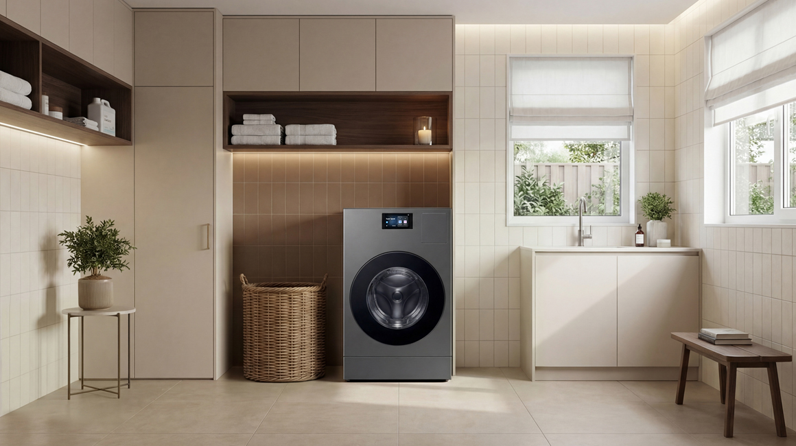 Bespoke AI 智慧熱泵滾筒洗衣機,透過 SmartThings Energy AI 智慧節能模式,協助用戶有效管理日常能源使用