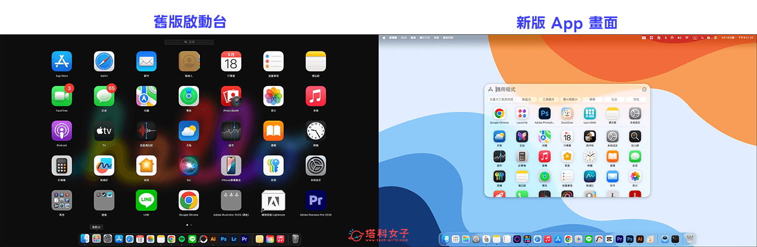 Mac 新/舊啟動台比較