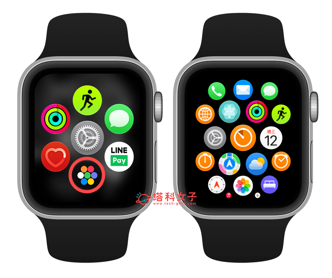 Apple Watch 動態 App 格狀排列