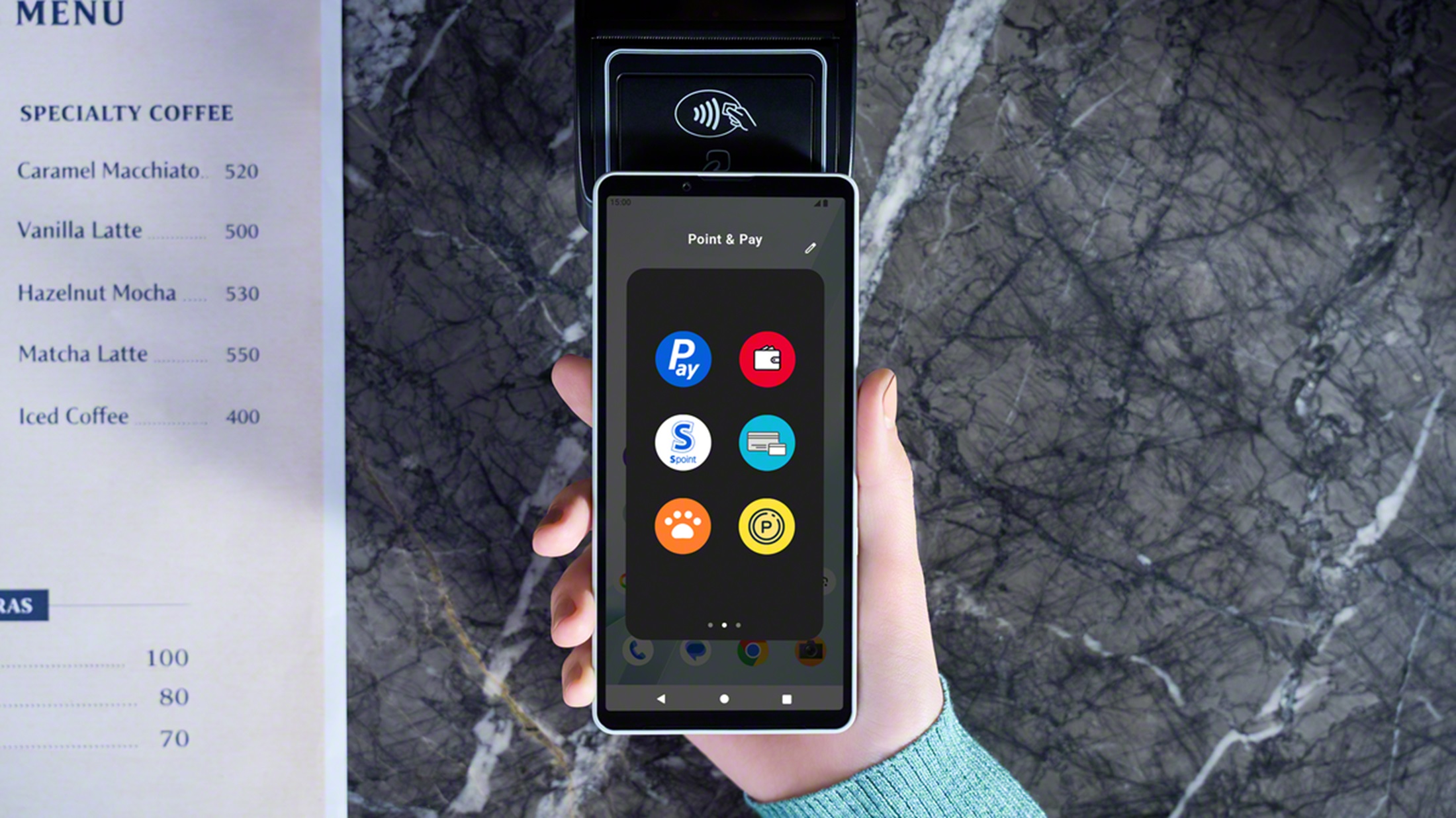 Xperia 10 VIII 全新導入「點數與支付」快捷選單，只需連按兩下電源鍵，即可快速開啟支付、會員及常用應用程式。