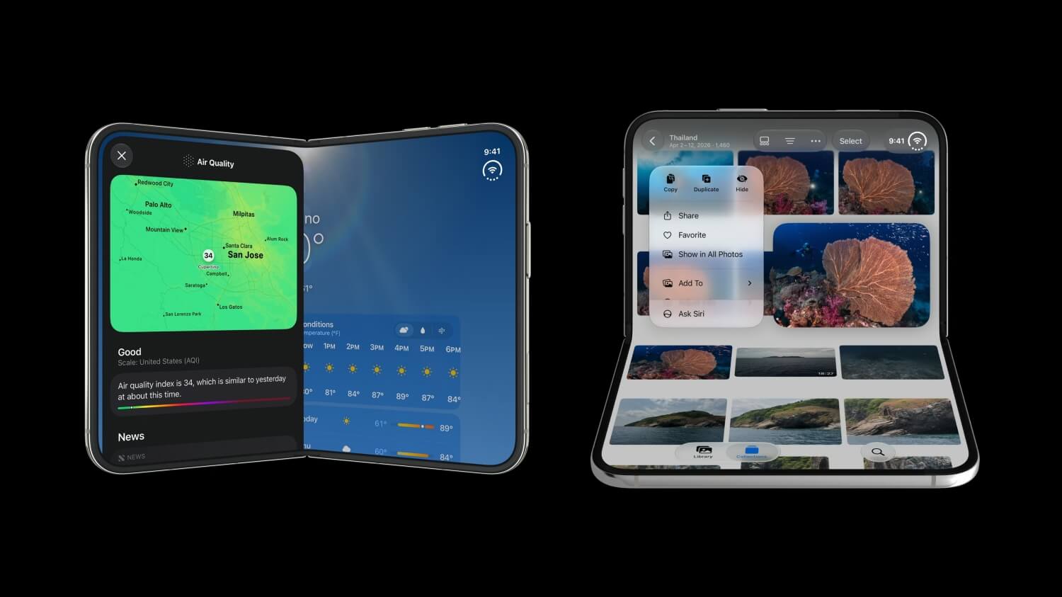 iPhone Duo 會依照不同摺疊方式自動調整介面