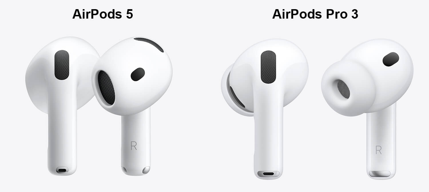 AirPods 5 是「開放式」,AirPods Pro 3 採「入耳式」